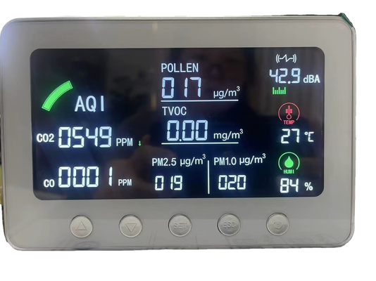 Moniteur IAQ WiFi intelligent Moniteur de qualité de l'air multiparamètres avec TVOC PM1.0/2.5 CO CO2 pour la maison, le bureau et les espaces intérieurs