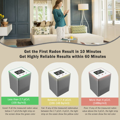 Détecteur portable intelligent de radon avec écran LCD - Résultats instantanés pour la qualité de l'air au sous-sol et au bureau